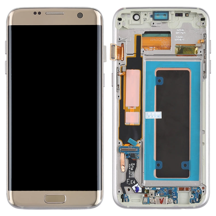 Écran LCD Super AMOLED d'origine et numériseur tactile (avec cadre / câble flexible du port de charge / câble flexible du bouton d'alimentation / câble flexible du bouton de volume) pour Samsung Galaxy S7 Edge / G935F / G935FD (Or)