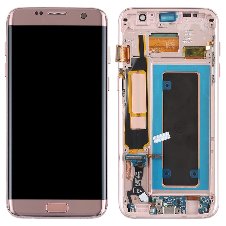 Pantalla LCD Super AMOLED Original y Táctil Digitalizador (con marco / Cable Flex del Puerto de Carga / Cable Flex del Botón de Encendido / Cable Flex del botó ... n) para Samsung Galaxy S7 Edge / G935F / G935FD (Oro Rosa)