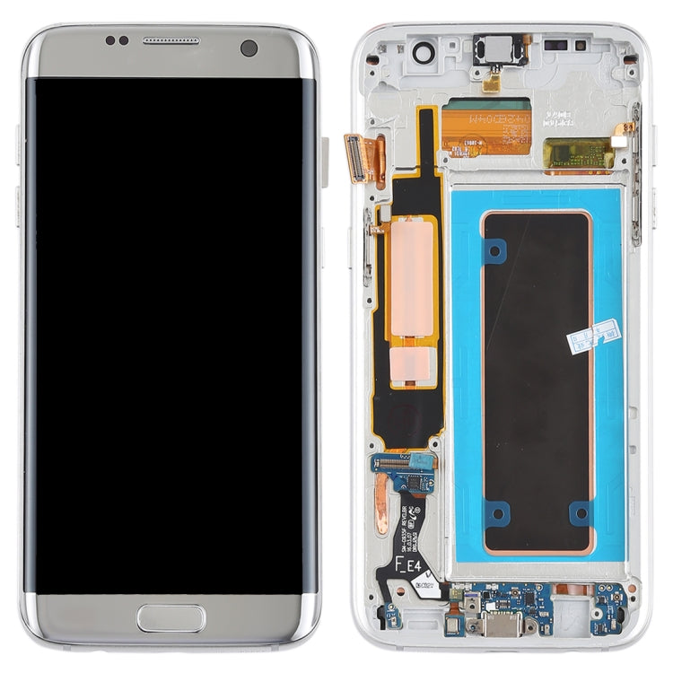 Écran LCD Super AMOLED d'origine et numériseur tactile (avec cadre / câble flexible du port de charge / câble flexible du bouton d'alimentation / câble flexible du bouton d'alimentation) pour Samsung Galaxy S7 Edge / G935F / G935FD (Argent)