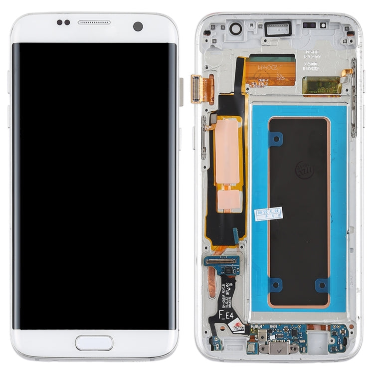 Pantalla LCD Super AMOLED Original y Táctil Digitalizador (con marco / Cable Flex del Puerto de Carga / Cable Flex del Botón de Encendido / Cable Flex del botó ... men) para Samsung Galaxy S7 Edge / G935F / G935FD (Blanco)