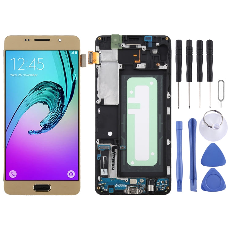 Pantalla LCD TFT y Táctil Digitalizador con marco para Samsung Galaxy A5 (2016) / A510F (Dorado)