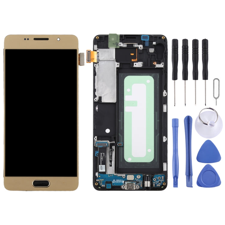 Pantalla LCD TFT y Táctil Digitalizador con marco para Samsung Galaxy A5 (2016) / A510F (Dorado)