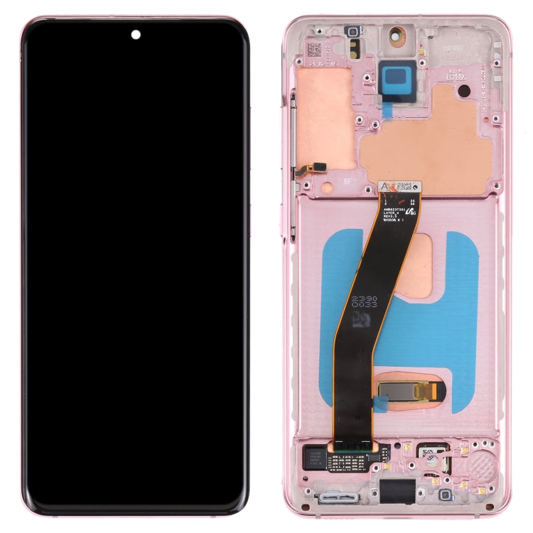 Écran LCD en matériau AMOLED dynamique d'origine et ensemble complet de numériseur avec cadre pour Samsung Galaxy S20 SM-G980 (rose)