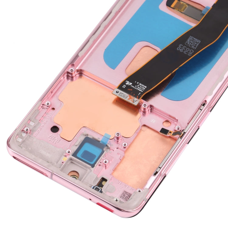 Original Dynamic AMOLED Material LCD Screen and Digitizer Full Assembly with Frame for Samsung Galaxy S20 SM-G980(Pink)