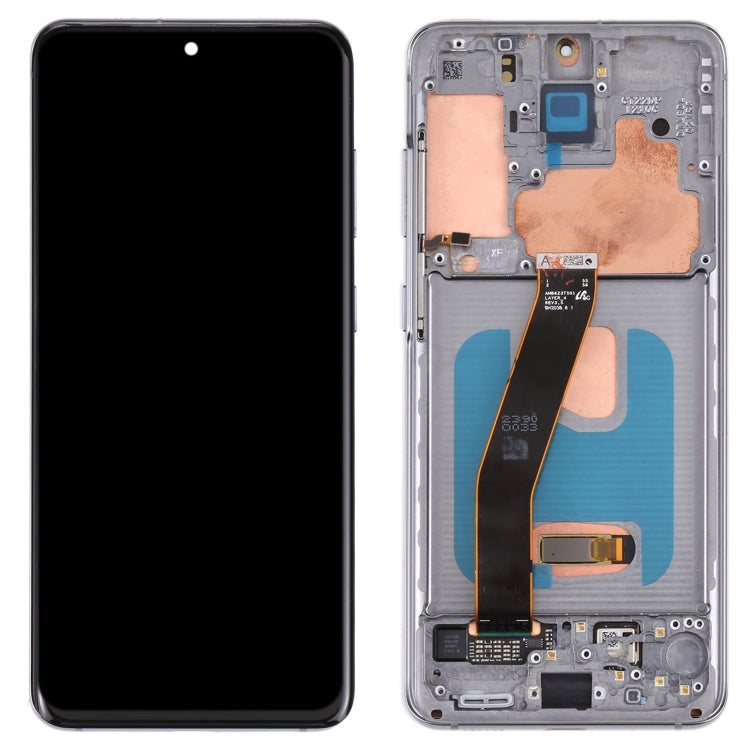 Original Dynamic AMOLED Material LCD Screen and Digitizer Full Assembly with Frame for Samsung Galaxy S20 SM-G980(Grey)