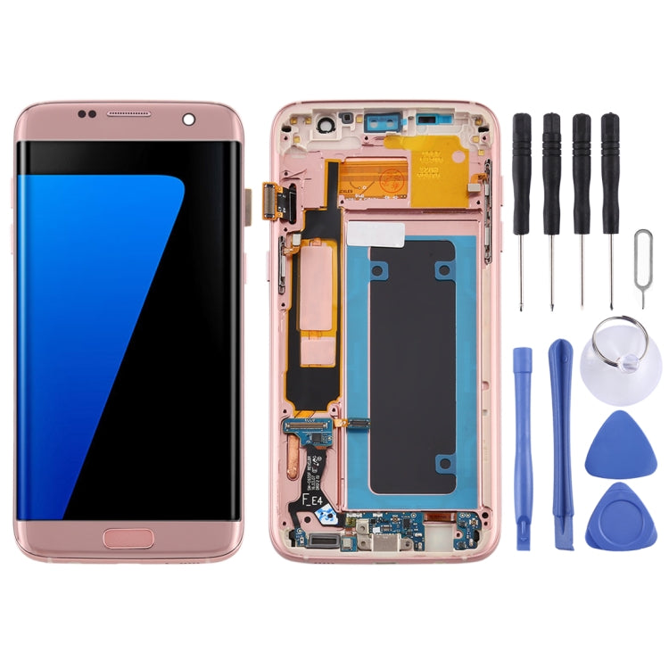 Pantalla LCD OLED y Táctil Digitalizador con marco para Samsung Galaxy S7 Edge / SM-G935F (Rosa)