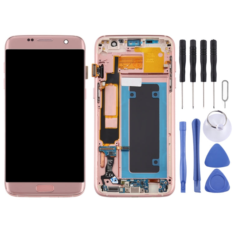 OLED LCD Screen and Touch Digitizer with Frame for Samsung Galaxy S7 Edge / SM-G935F (Pink)