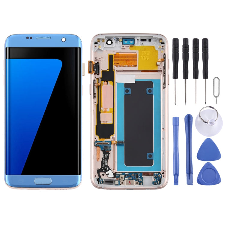 Ecran LCD OLED et Numériseur Tactile avec Cadre pour Samsung Galaxy S7 Edge / SM-G935F (Bleu)