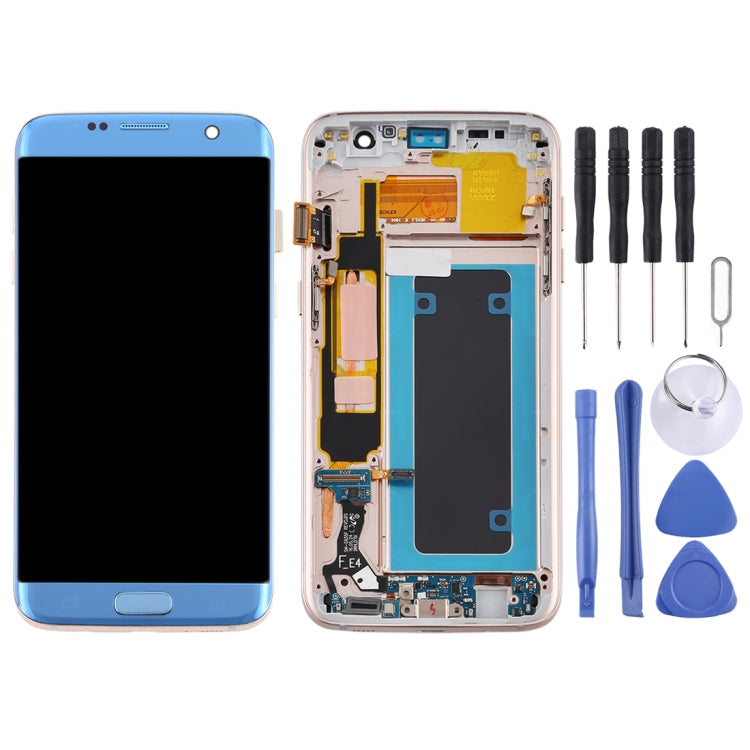 Pantalla LCD OLED y Táctil Digitalizador con marco para Samsung Galaxy S7 Edge / SM-G935F (Azul)