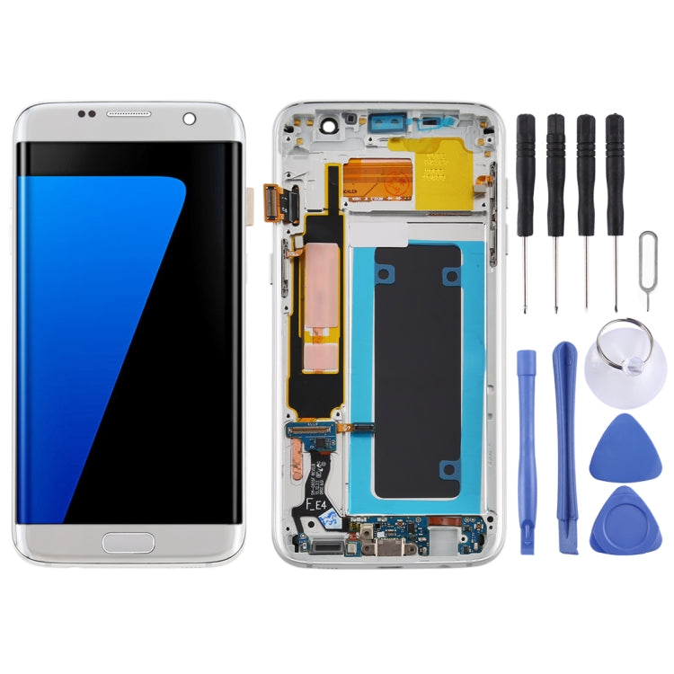 Ecran LCD OLED et Numériseur Tactile avec Cadre pour Samsung Galaxy S7 Edge / SM-G935F (Argent)