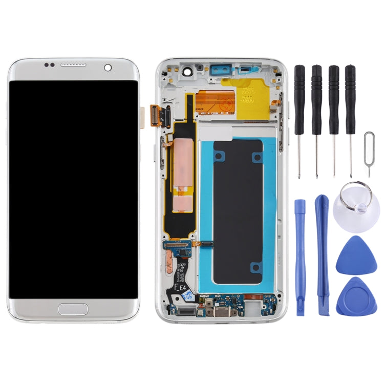 Pantalla LCD OLED y Táctil Digitalizador con marco para Samsung Galaxy S7 Edge / SM-G935F (Plata)