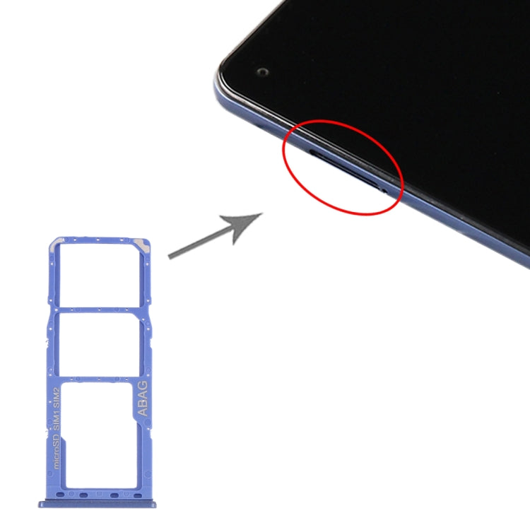 Plateau de carte SIM + plateau de carte Micro SD pour Samsung Galaxy A21s (Bleu)