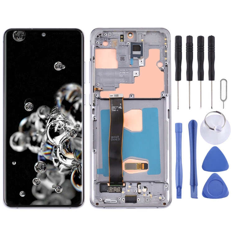 Original LCD Screen and Touch Digitizer with Frame for Samsung Galaxy S20 Ultra / S20 Ultra 5G (Grey)