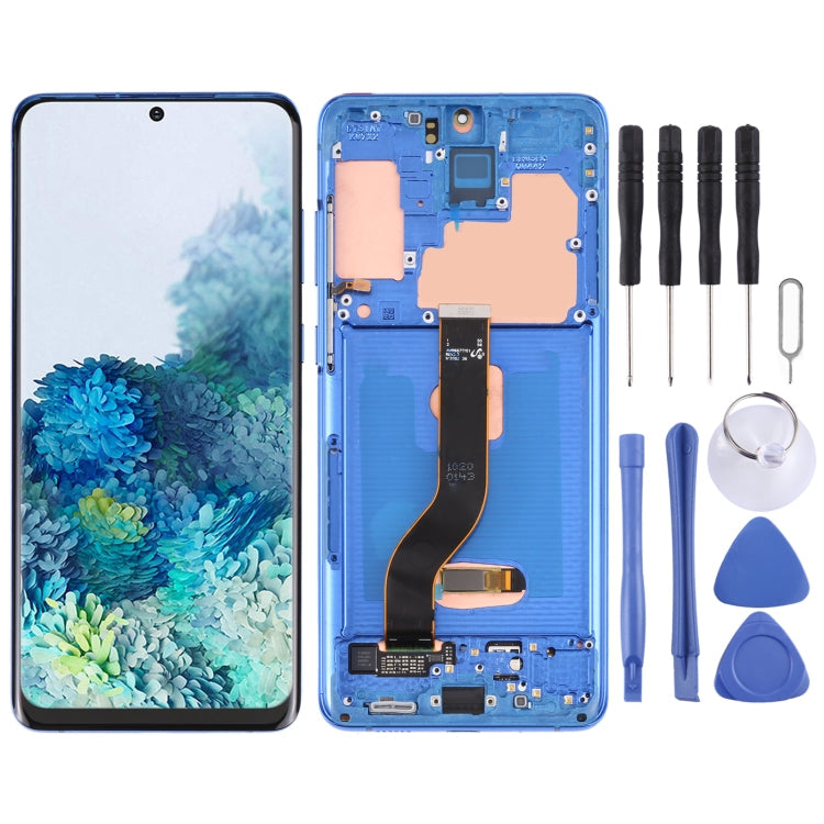 Ecran LCD et vitre tactile d'origine avec cadre pour Samsung Galaxy S20+ 5G SM-G986B / G985 (Bleu foncé)