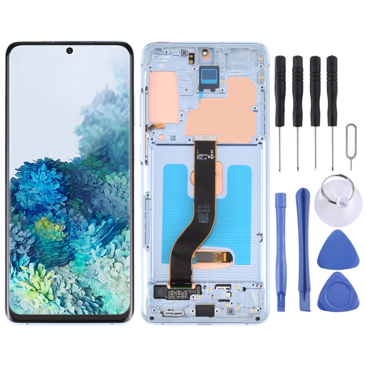 Ecran LCD d'Origine et Numériseur Tactile avec Cadre pour Samsung Galaxy S20+ 5G SM-G986B / G985 (Bleu)