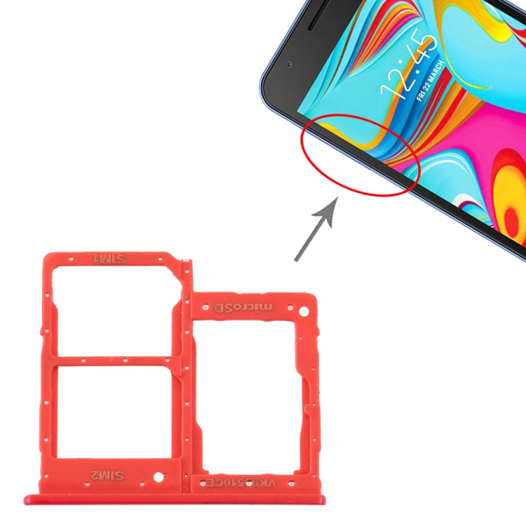 SIM Card Tray + Micro SD Card Tray for Samsung Galaxy A2 Core SM-A260 (Red)