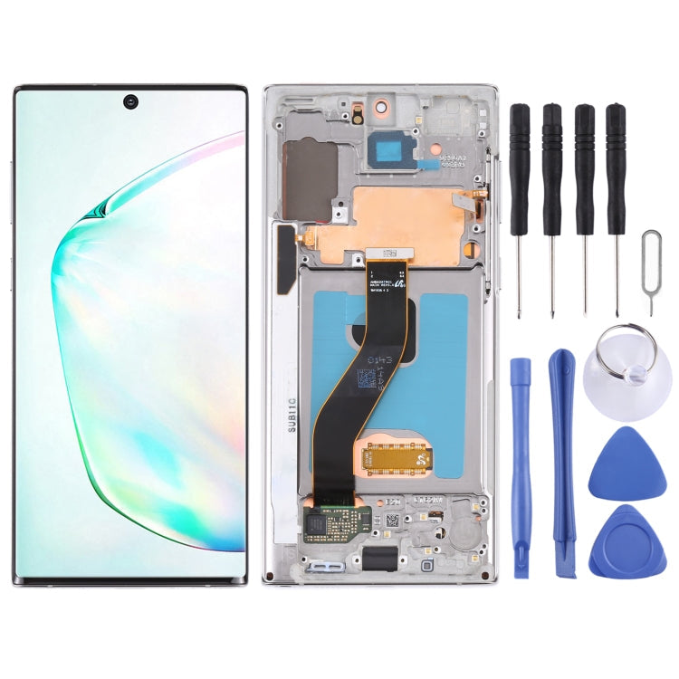 Original LCD Screen and Touch Digitizer with Frame for Samsung Galaxy Note 10 / Note 10 5G SM-N971 / N970 (Grey)