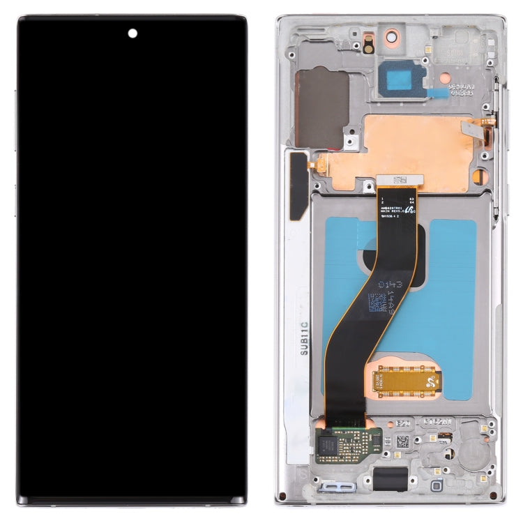 Original LCD Screen and Touch Digitizer with Frame for Samsung Galaxy Note 10 / Note 10 5G SM-N971 / N970 (Grey)