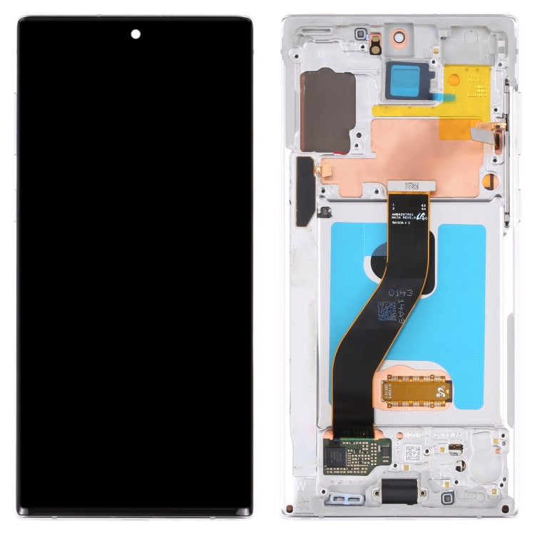 Original LCD Screen and Touch Digitizer with Frame for Samsung Galaxy Note 10 / Note 10 5G SM-N971 / N970 (Silver)