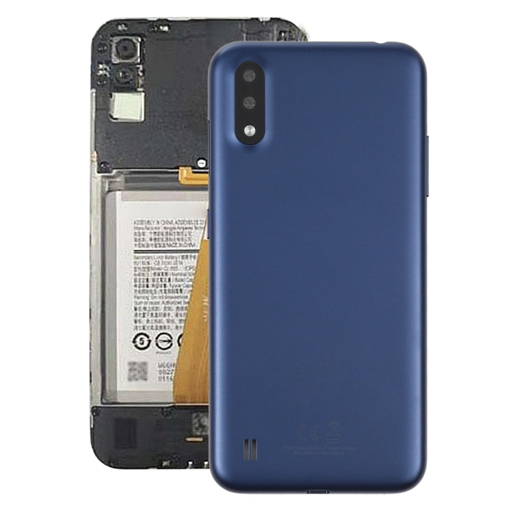 Couvercle de batterie arrière avec objectif d'appareil photo pour Samsung Galaxy A01 SM-015F (Bleu)