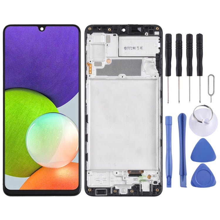 Pantalla LCD Versión TFT y Táctil Digitalizador con marco para Samsung Galaxy A22 4G (Negro)