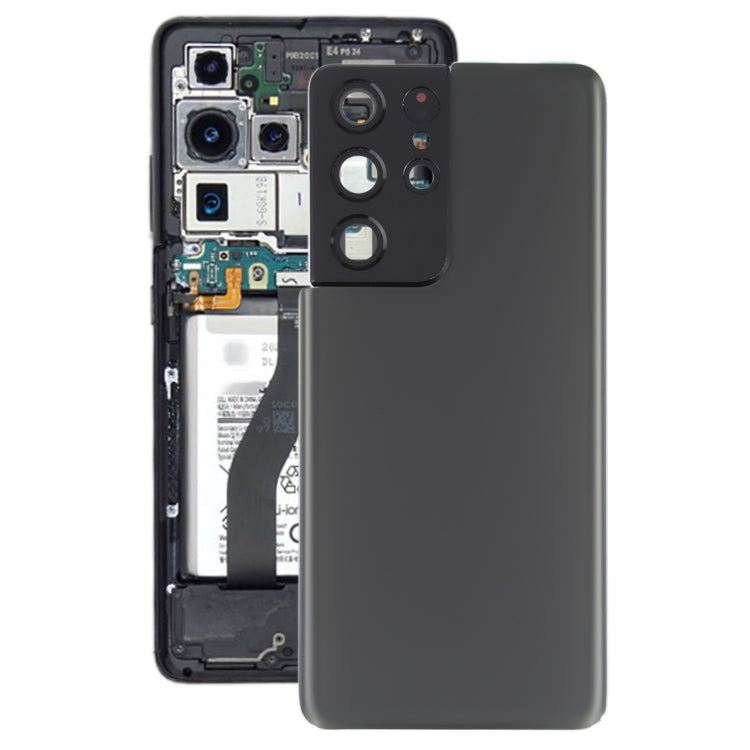 Coque arrière de batterie avec cache d'objectif d'appareil photo pour Samsung Galaxy S21 Ultra 5G (gris)