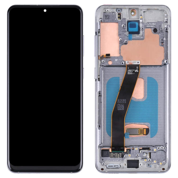 Original LCD Screen and Touch Digitizer with Frame for Samsung Galaxy S20 5G SM-G981B (Silver)