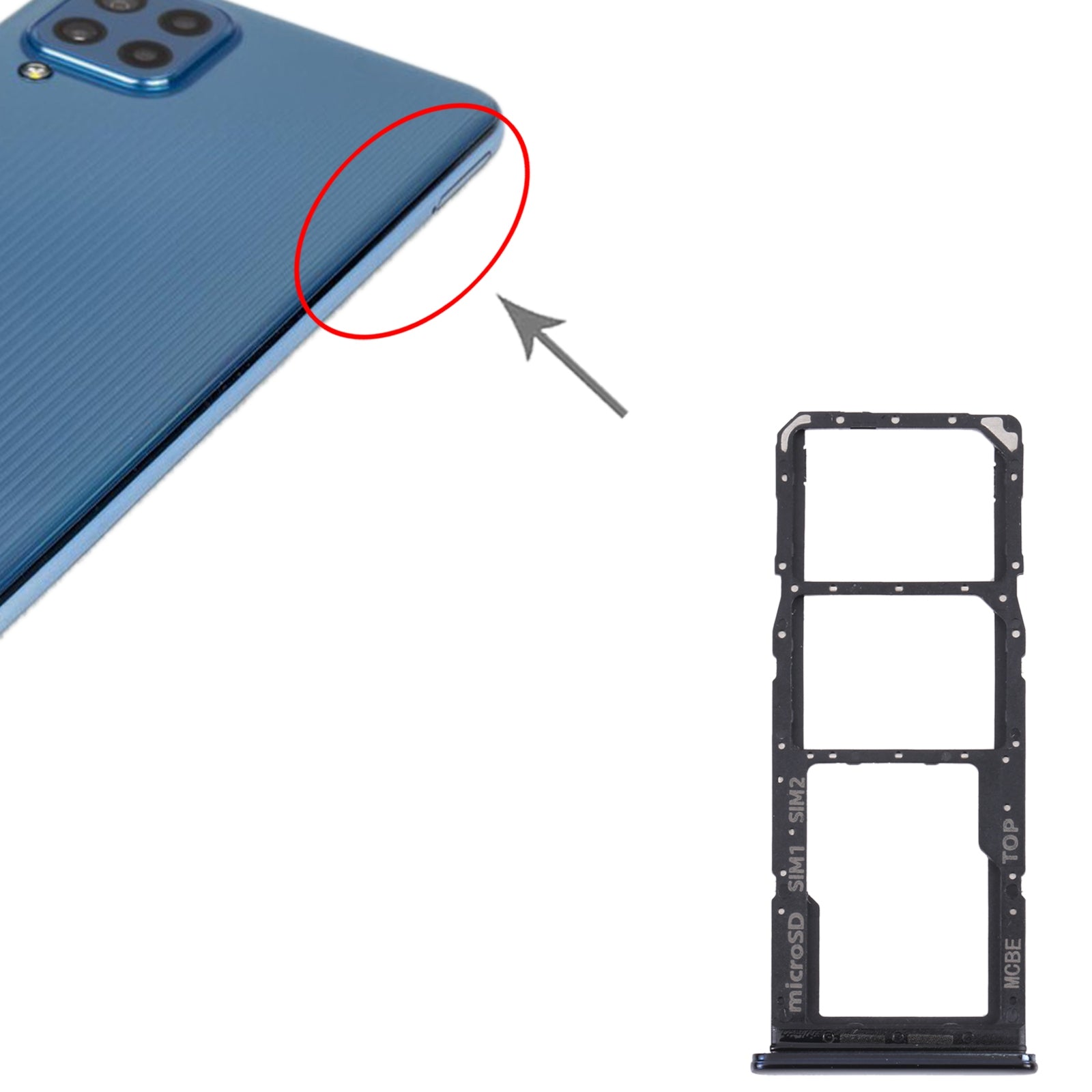 SIM Holder Tray Micro SIM / Micro SD Samsung Galaxy M32 5G M326B Black