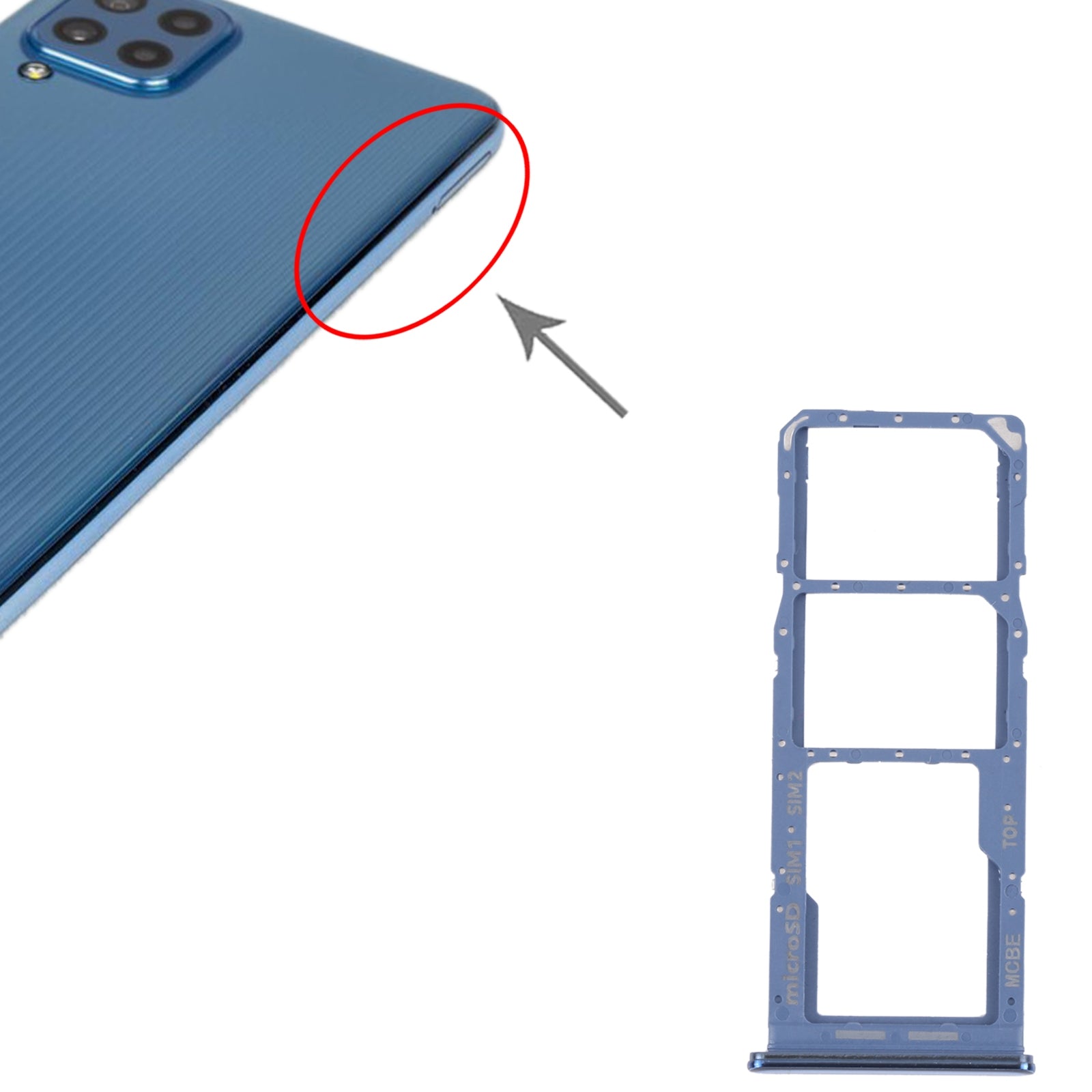 Plateau porte-carte SIM Micro SIM / Micro SD Samsung Galaxy M32 5G M326B Bleu