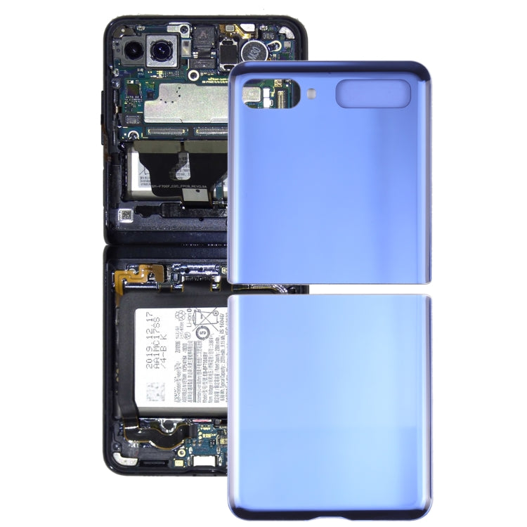 Coque Arrière de Batterie en Verre pour Samsung Galaxy Z Flip 4G SM-F700 (Bleu)
