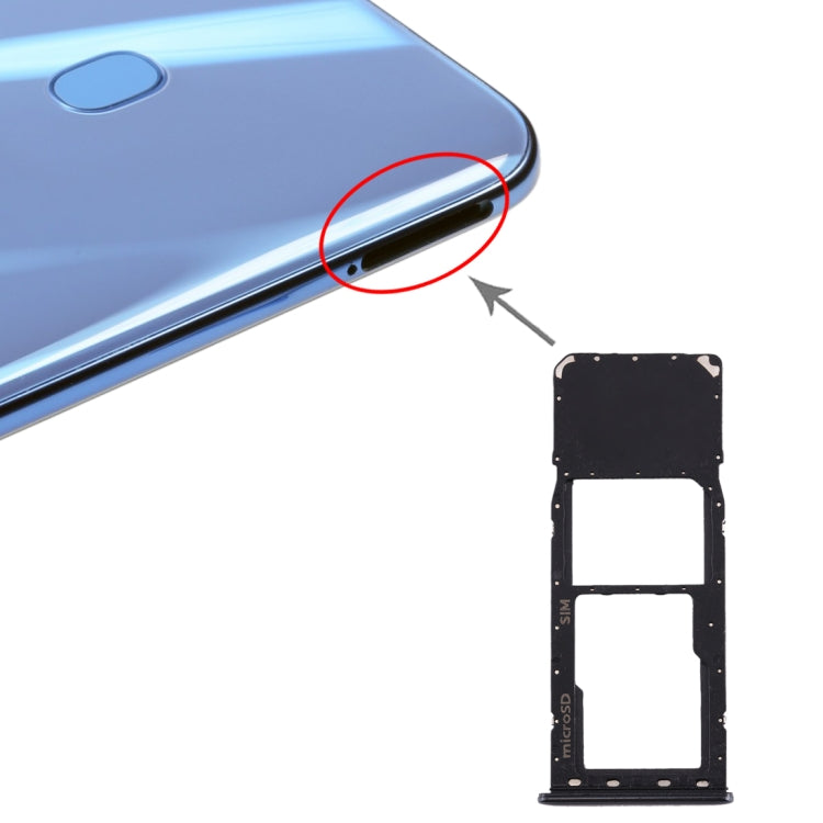 SIM Card Tray + Micro SD Card Tray for Samsung Galaxy A20 A30 A50 (Black)