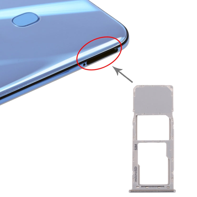 SIM Card Tray + Micro SD Card Tray for Samsung Galaxy A20 A30 A50 (Silver)
