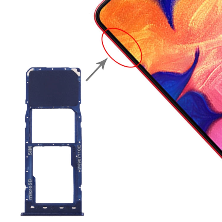 SIM Card Tray + Micro SD Card Tray for Samsung Galaxy A10 (Blue)