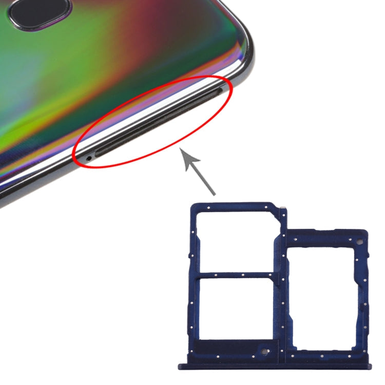 Plateau de carte SIM + plateau de carte Micro SD pour Samsung Galaxy A40 (bleu foncé)