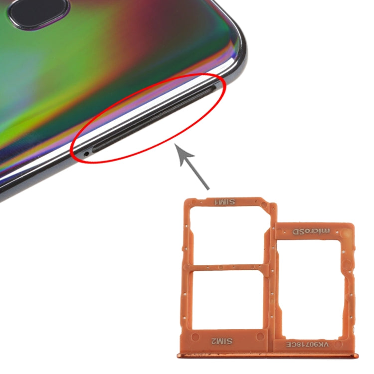 Tiroir Carte SIM + Tiroir Carte Micro SD pour Samsung Galaxy A40 (Orange)