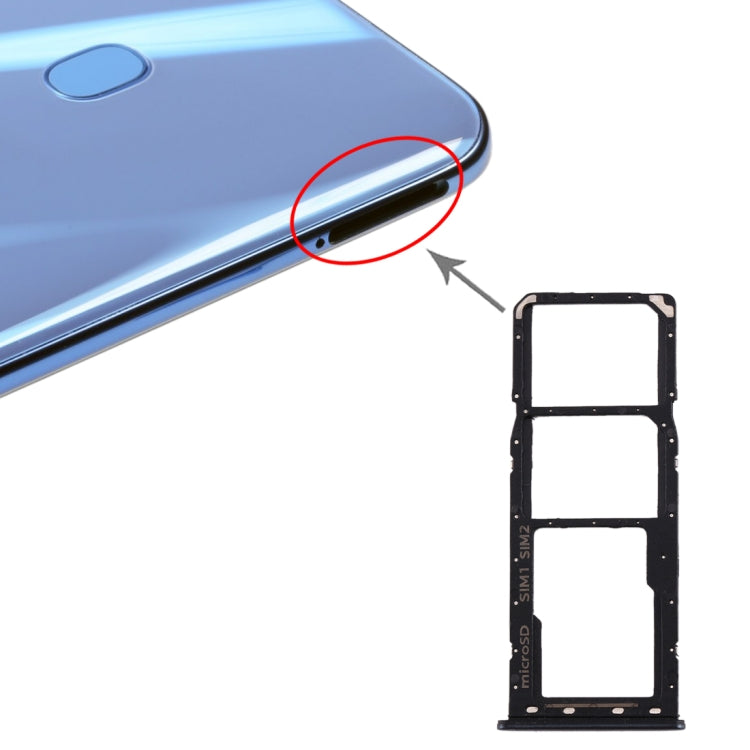 Plateau de carte SIM + plateau de carte Micro SD pour Samsung Galaxy A20 A30 A50 (Noir)