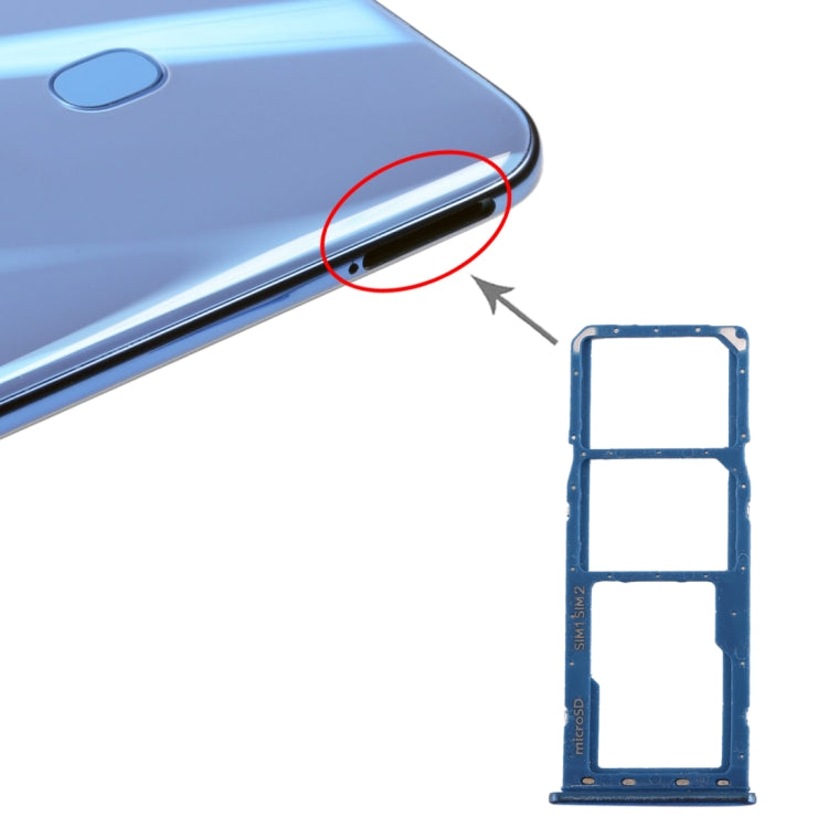 Plateau de carte SIM + plateau de carte Micro SD pour Samsung Galaxy A20 A30 A50 (Bleu)