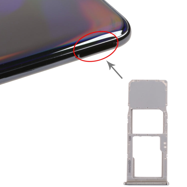 Tiroir Carte SIM + Tiroir Carte Micro SD pour Samsung Galaxy A70 (Argent)