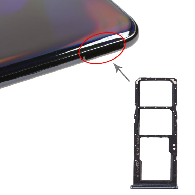 SIM Card Tray + Micro SD Card Tray for Samsung Galaxy A70 (Black)