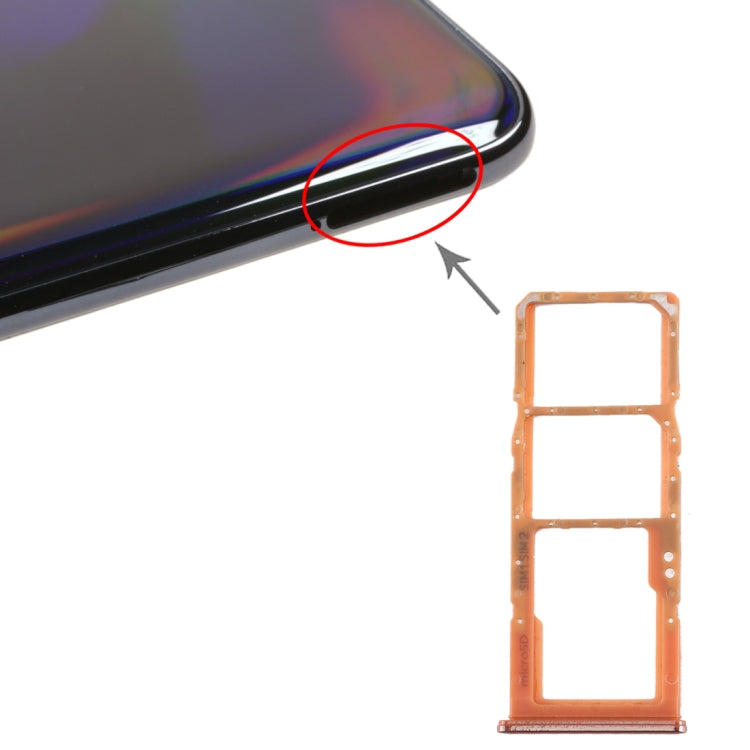 Bandeja de Tarjeta SIM + Bandeja de Tarjeta Micro SD para Samsung Galaxy A70 (Naranja)