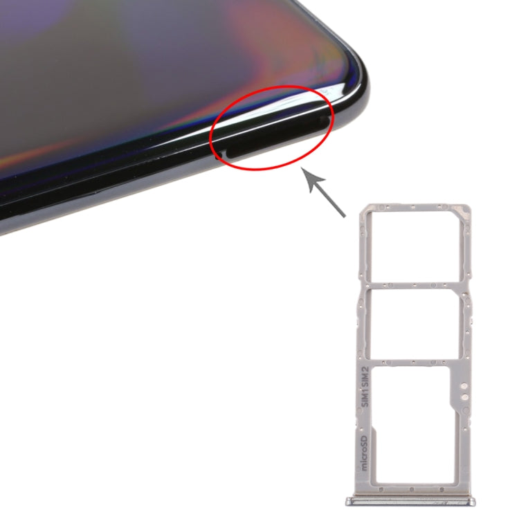 SIM Card Tray + Micro SD Card Tray for Samsung Galaxy A70 (Grey)