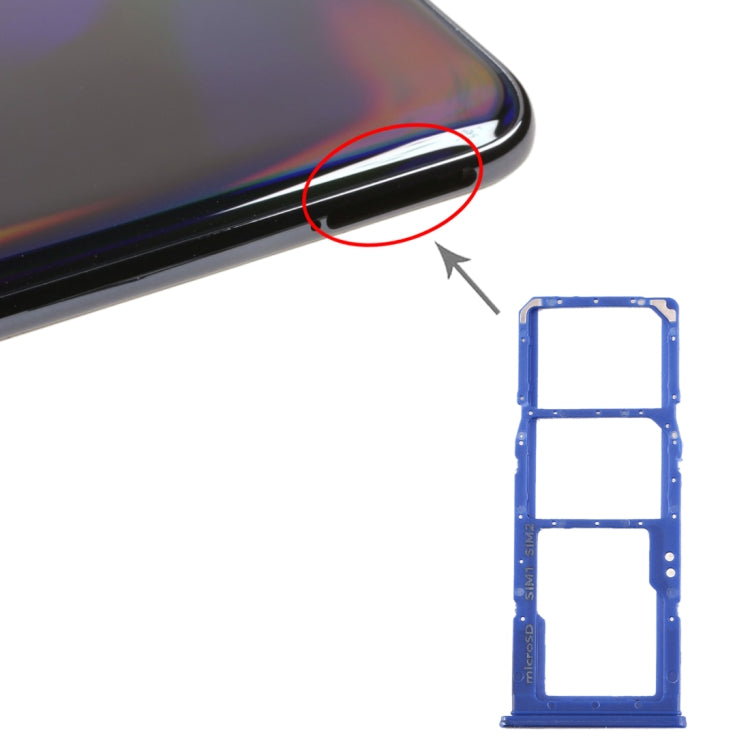 Plateau de carte SIM + plateau de carte Micro SD pour Samsung Galaxy A70 (Bleu)