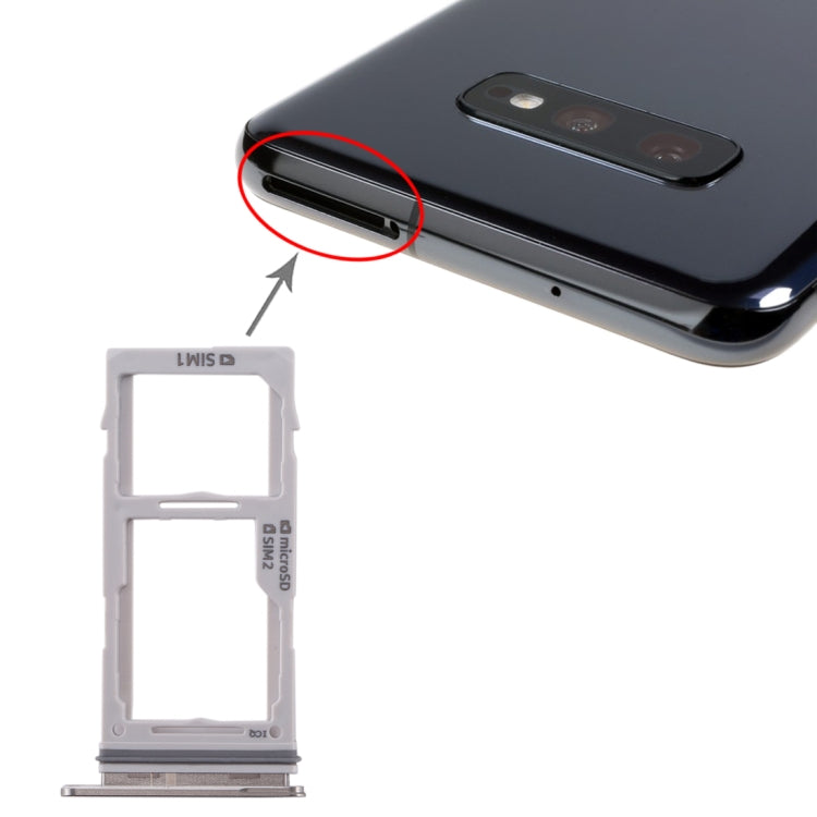 Bandeja de Tarjeta SIM / Bandeja de Tarjeta Micro SD para Samsung Galaxy S10 + / S10 / S10e (Blanco)