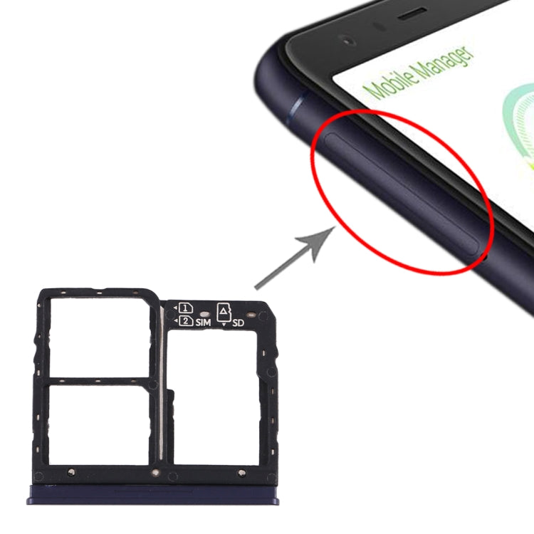 Tiroir Carte SIM + Tiroir Carte SIM + Tiroir Carte Micro SD pour Asus Zenfone Max Plus (M1) ZB570TL / X018D (Bleu)