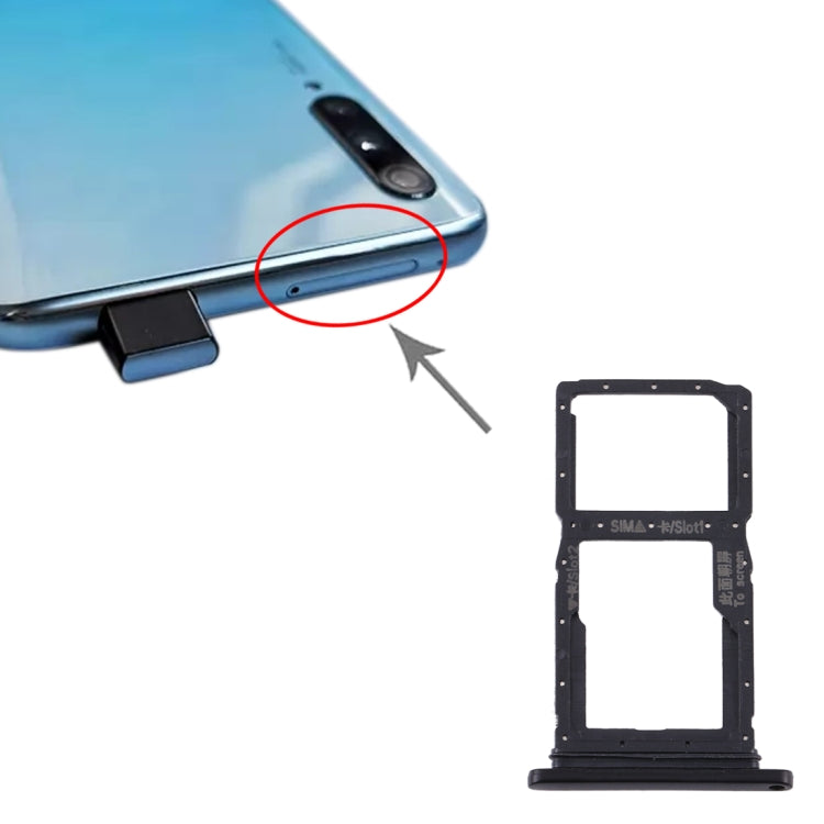 SIM Card Tray + SIM Card Tray / Micro SD Card Tray for Huawei Y9S (Black)
