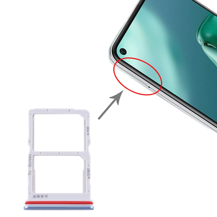 SIM Card Tray + NM Card Tray for Huawei P40 Lite 5G (Light Blue)