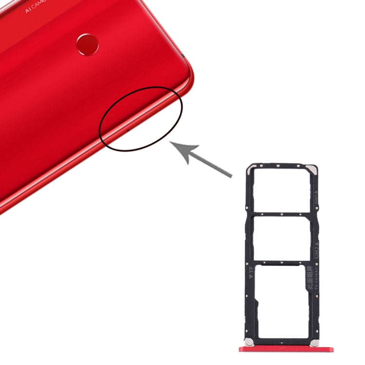 Plateau de carte SIM + plateau de carte SIM + plateau de carte Micro SD pour Huawei Enjoy Max (rouge)