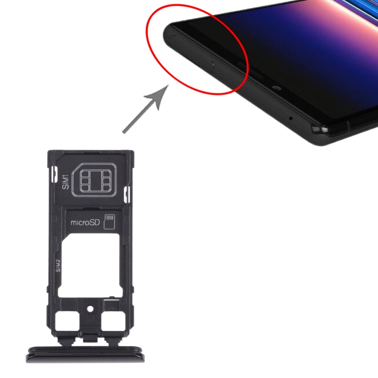 Carte SIM + carte SIM / plateau de carte Micro SD pour Sony Xperia 1 / Xperia XZ4 (noir)