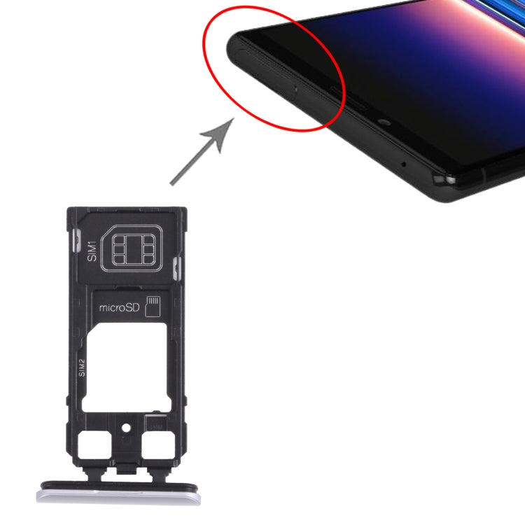 SIM Card + SIM Card / Micro SD Card Tray for Sony Xperia 1 / Xperia XZ4 (Silver)