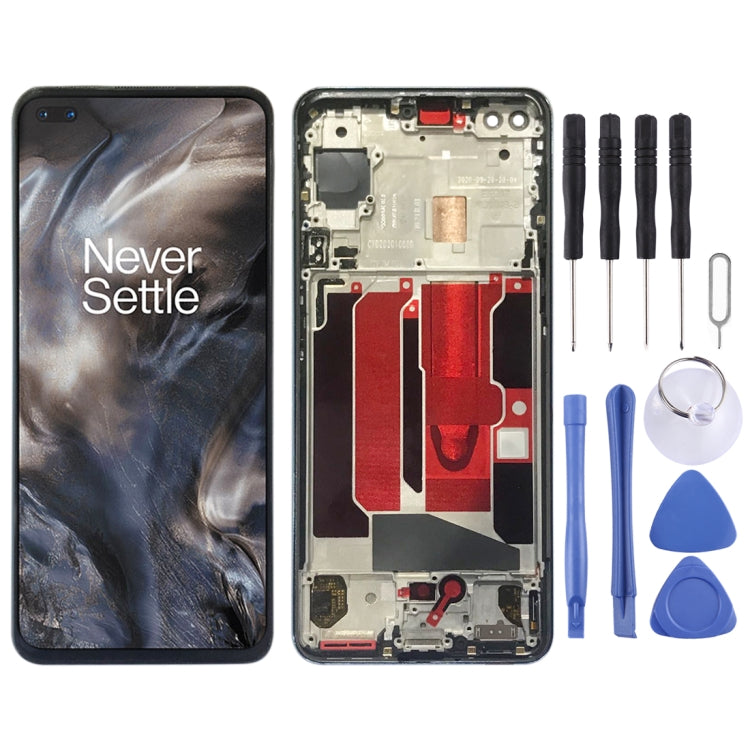 LCD Screen and Digitizer Full Assembly with Frame for OnePlus Nord (Blue)